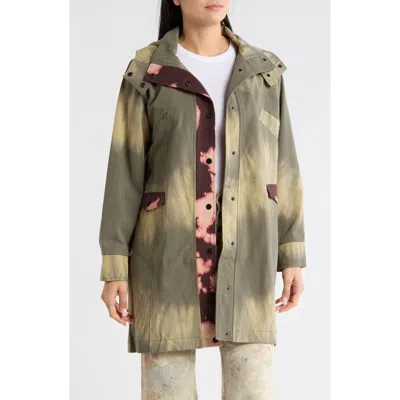 Desigual Mixed Print Longline Jacket In Green