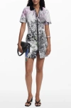 Desigual Mixed Print Zip Front Dress In Multi