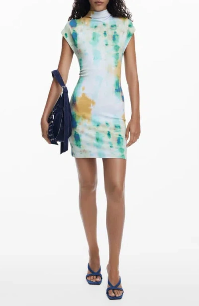 Desigual Mock Neck Dress In Blue