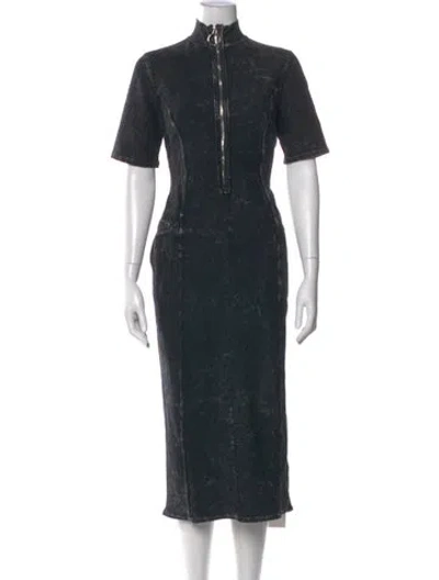 Pre-owned Desigual Mock Neck Long Dress In Black