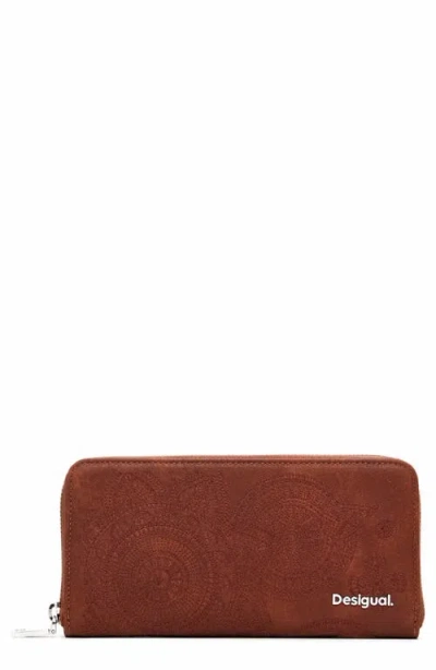 Desigual Mone Dejavu Faux Leather Wallet In Brown