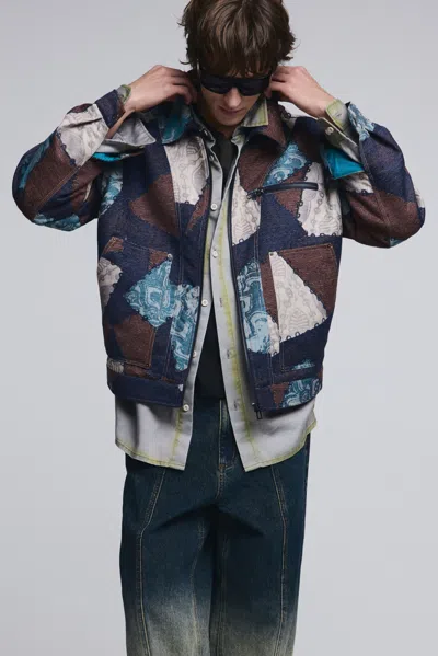 Desigual Mosaic Jacket In Blue