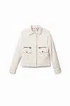 Desigual Multi-pocket Pu Jacket In White