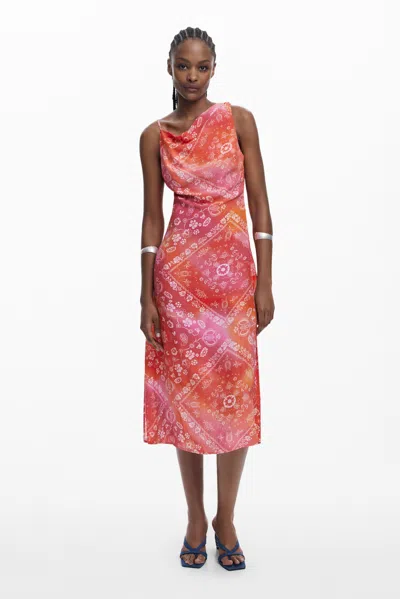 Desigual Multicolor Bandana Dress In Red