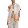 Desigual Abstract Print Short Sleeve Button-up Shirt In Multi