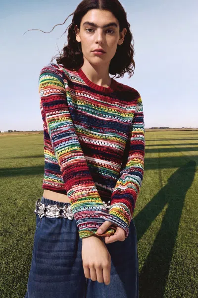 Desigual Multicolored Mottled Sweater In Red