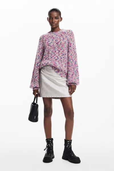 Desigual Multicolored Sweater In Material Finishes