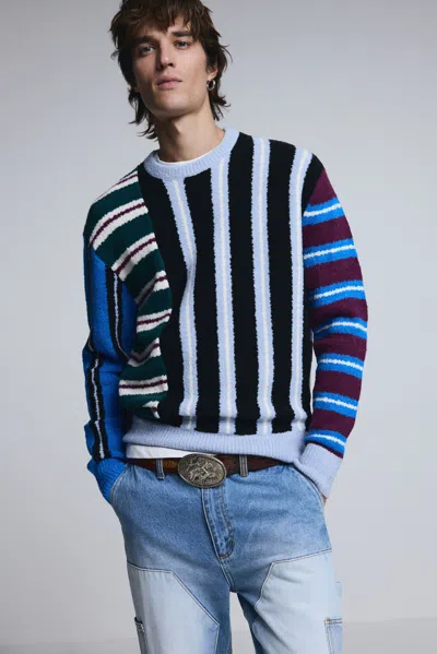 Desigual Multistripe Sweater In Blue