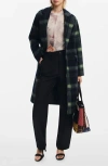Desigual Long Checkered Coat In Blue