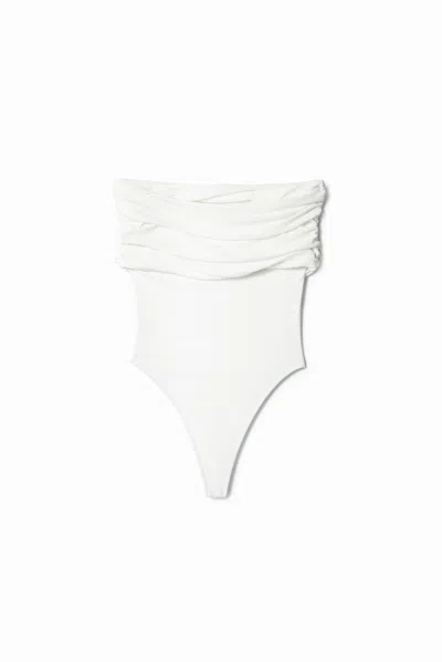 Desigual Nathy Peluso Draped Neckline Bodysuit In Material Finishes
