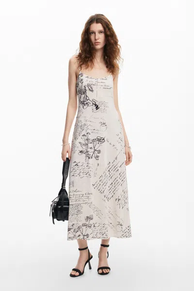 Desigual Newspaper Print Dress In White | ModeSens