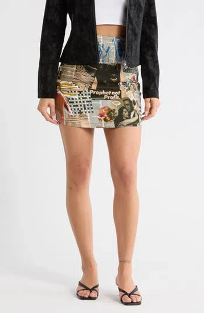 Desigual Newspaper Print Miniskirt In Multi