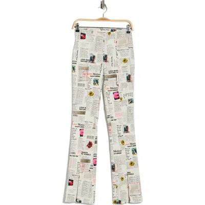 Desigual Newspaper Print Pants In White