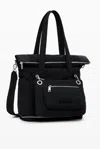 Desigual Nylon Backpack With Multiple Pockets, Flap, And Zipper In Black
