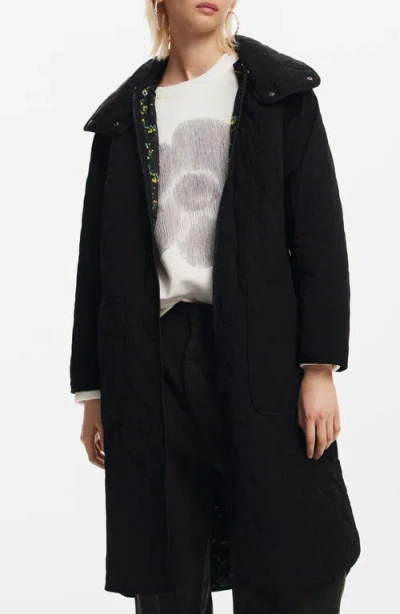 Desigual Odense Quilted Coat In Black