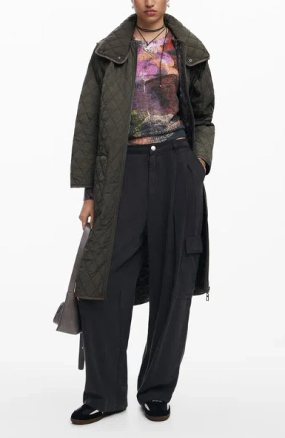 Desigual Odense Reversible Quilted Jacket In Green