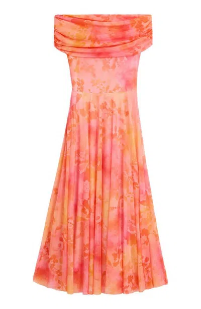 Desigual Off The Shoulder Midi Dress In Multi