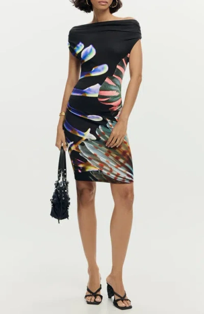 Desigual Off The Shoulder Minidress In Black