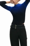 Desigual Ombré Texture Knit Top In Blue