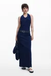 Desigual Open-back Suede Dress In Blue
