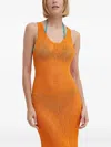 Desigual Open-knit Maxi Beach Dress In Orange