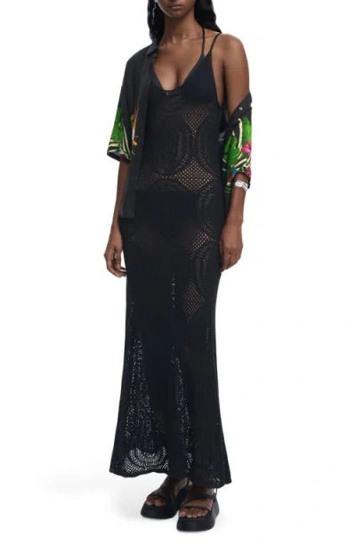 Desigual Open Stitch Sleeveless Dress In Black