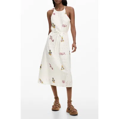 Desigual Open Stitch Sleeveless Midi Dress In Neutral