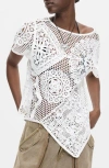 Desigual Openwork Knit Top In White