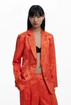 Desigual Embroidered Blazer In Orange