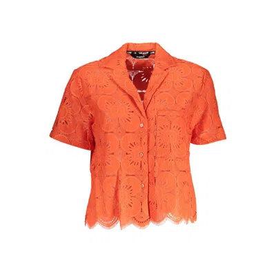 Desigual Eyelet Scalloped Shirt In Orange