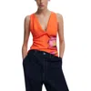 Desigual Floral Deep V-neck Tank In Orange
