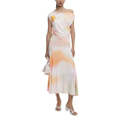 Desigual Orange Viscose Dress In Multi
