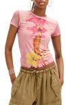 DESIGUAL ORCHID & SHELL GRAPHIC T-SHIRT