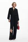 Desigual Orchid Belt Jumpsuit In Black