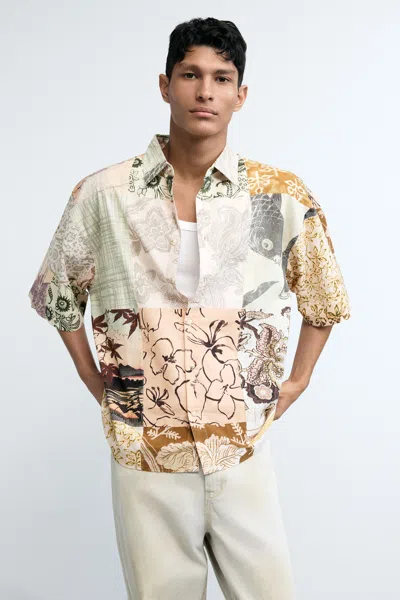 Desigual Oriental Patch Shirt In Neutral