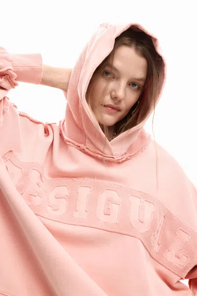 Desigual Oversize Sweatshirt With Hood In Pink