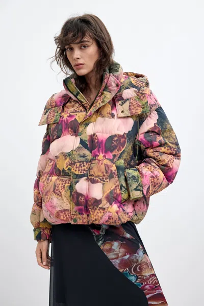 Desigual Padded Coat Hood M. C. Lacroix In Multi