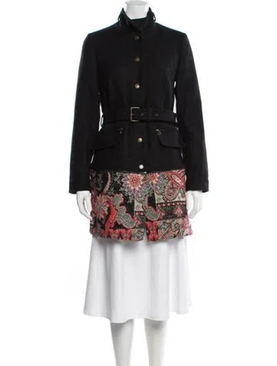 Pre-owned Desigual Paisley Print Coat In Black