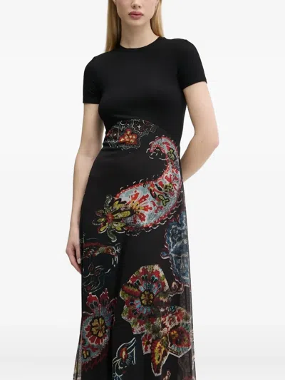 Desigual Paisley-print Dress In Black
