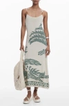 Desigual Palm Jacquard Sweater Dress In Light Beige