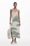 Desigual Palm Texture Dress In White