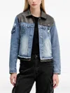 Desigual Panel Frayed Jacket In Blue