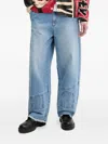 Desigual Panelled Frayed Jeans In Blue