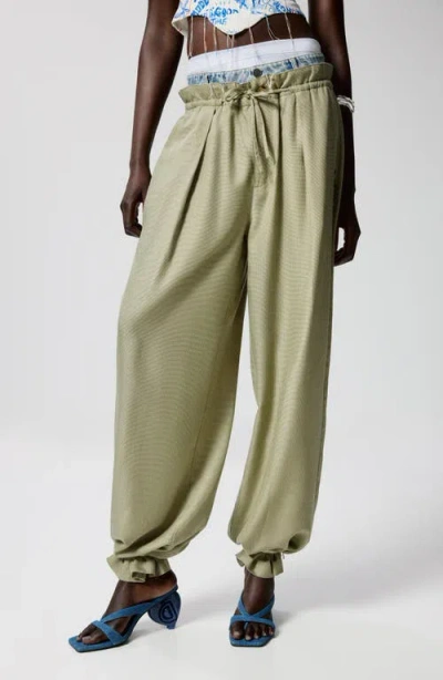 Desigual Paperbag Waist Pants In Green