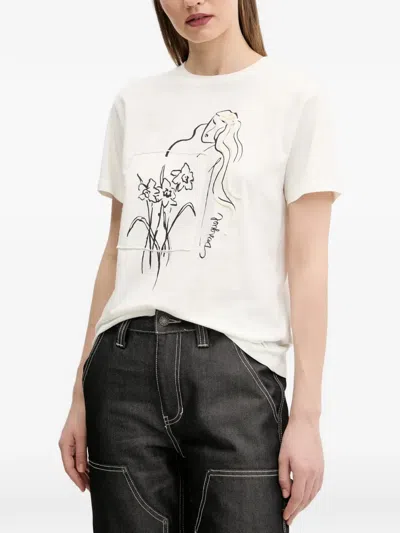 Desigual Paraguay Floral Graphic T-shirt In White
