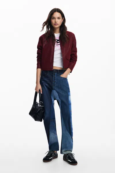 Desigual Patch Denim Pants In Blue