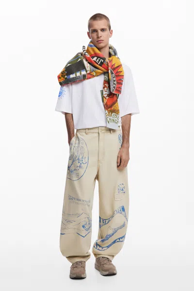 Desigual Patch Jeans In White