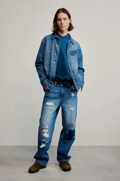 Desigual Patched Jeans In Blue
