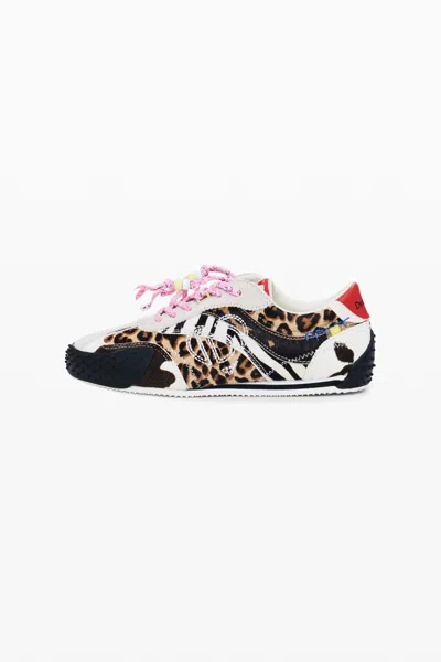 Desigual Patchwork Animal Print Sneakers In Multi