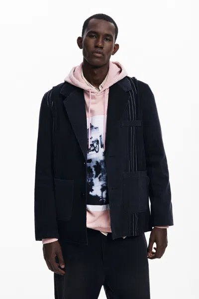 Desigual Patchwork Blazer In Black